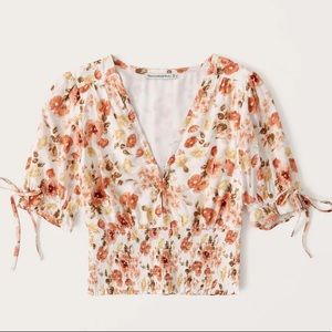 Abercrombie & Fitch Floral Tie Sleeve Top | Size S